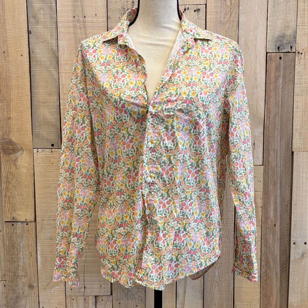Frank & Eileen White And Pink Flower Button Up Shirt